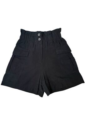 H&M size 4 Black Paperbag-Waist Cargo Bermuda Shorts